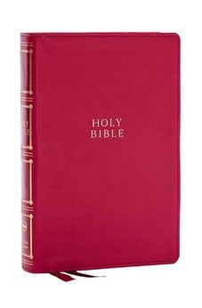 NKJV Compact Center-Column Reference Bible, Dark Rose Leathersoft, Red Letter, Comfort Print (Thumb Indexed)
