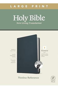 NLT Large Print Thinline Reference Holy Bible (Red Letter, Genuine Leather, Navy Blue, Indexed) 9781496445377