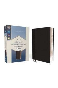NIV Compact Center-Column Reference Bible, Leathersoft, Black, Red Letter, Comfort Print