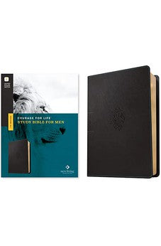 NLT Courage For Life Study Bible for Men (LeatherLike, Onyx Lion, Filament Enabled) 9781496475565