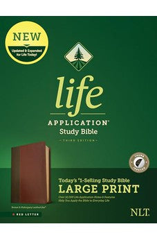 NLT Life Application Study Bible Third Edition Large Print (LeatherLike Brown/Mahogany Indexed Red Letter) 9781496443861