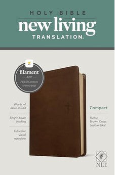 NLT Compact Bible, Filament Enabled Edition (Red Letter, LeatherLike, Rustic Brown) 9781496455482
