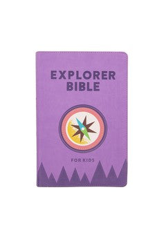 CSB Explorer Bible for Kids, Lavender Compass LeatherTouch, Red Letter, Full-Color Design