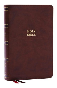 NKJV Single-Column Reference Bible, Verse-by-verse, Brown Leathersoft, Red Letter, Comfort Print (Thumb Indexed) 9781400335213