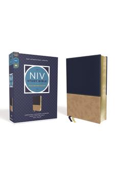 NIV Study Bible Fully Revised Edition Comfort Print--soft leather-look navy/tan (red letter) 9780310448990