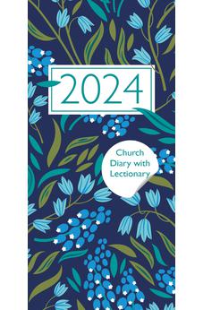 Church Pocket Book and Diary 2024 Navy Floral with Lectionary
