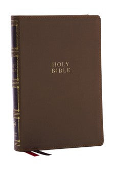 NKJV Compact Center-Column Reference Bible, Brown Leathersoft, Red Letter, Comfort Print 9781400333035