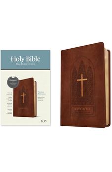 KJV Thinline Reference Bible, Filament-Enabled Edition (LeatherLike, Reverent Cross Dark Brown, Red Letter)