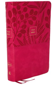 NKJV End-of-Verse Reference Bible Personal Size Large Print Leathersoft Pink Red Letter Comfort Print 9780785233633