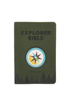 CSB Explorer Bible for Kids, Olive Compass LeatherTouch, Indexed, Red Letter