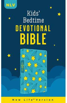NLV The Kids' Bedtime Devotional Bible, Aqua Stars, Leather Imitation