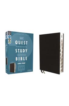 NIV Quest Study Bible, Large Print, Bonded Leather, Black, Thumb Indexed, Comfort Print 9780310465829
