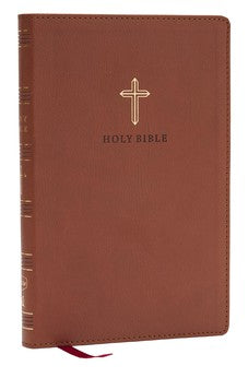 NKJV Holy Bible Ultra Thinline, Brown Leathersoft, Red Letter, Comfort Print