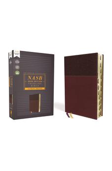 NASB Thinline Bible, Large Print, Leathersoft, Burgundy, Red Letter, 2020 Text, Thumb Indexed, Comfort Print 9780310456681