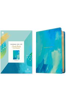 NLT Courage For Life Study Bible for Women (LeatherLike, Brushed Aqua Blue, Filament Enabled) 9781496452856