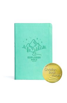 CSB Explorer Bible for Kids, Light Teal Mountains LeatherTouch, Indexed, Red Letter, Full-Color Design