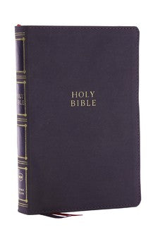 NKJV Compact Center-Column Reference Bible, Gray Leathersoft, Red Letter, Comfort Print
