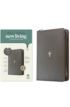 NLT Thinline Reference Zipper Bible, Filament Enabled (LeatherLike, Textured Cross Gray, Indexed, Red Letter) 9781496489890