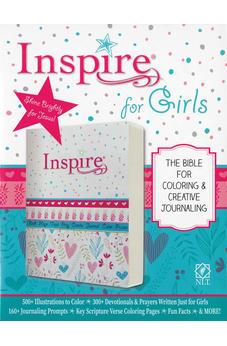 NLT Tyndale Inspire Bible for Girls (Softcover): Journaling and Coloring Bible for Kids - Over 500 Scripture Illustrations to Color - Creative Bible Journal that Inspires a Connection with God