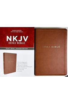 NKJV Giant Print Holy Bible Indexed Edition Red Letter Brown Leathersoft