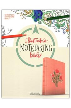 CSB Illustrator's Notetaking Bible, Large Print Edition--soft leather-look, peach bouquet