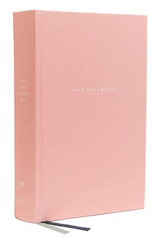 NET Love God Greatly Bible Cloth over Board Pink Thumb Indexed Comfort Print