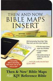 KJV Bible and Then & Now Bible Maps Insert Bundle: Bible & Bible Insert (Red Letter, Imitation Leather, Black) 9781683071860