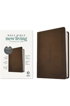NLT Premium Value Compact Bible, Filament-Enabled Edition (LeatherLike, Dark Brown Framed Cross) 9781496479303