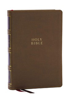 KJV Holy Bible Compact Bible with 43,000 Center-Column Cross References, Brown Leathersoft w/ Thumb Indexing (Red Letter, Comfort Print)