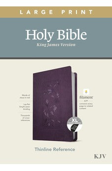 KJV Large Print Thinline Reference Holy Bible (Red Letter, LeatherLike, Floral Frame Purple, Indexed): Includes Free Access to the Filament Bible App
