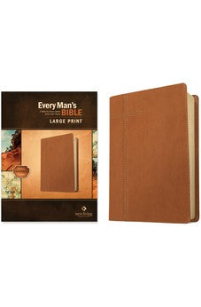 NLT Every Man's Bible Large Print (LeatherLike, Pursuit Saddle Tan) 9781496466365