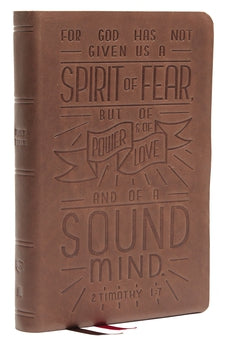 NKJV Personal Size Reference Bible, Verse Art Cover Collection, Genuine Leather, Brown, Red Letter, Comfort Print